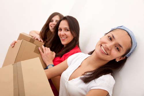 Packed boxes and protective wrapping ready for house removals