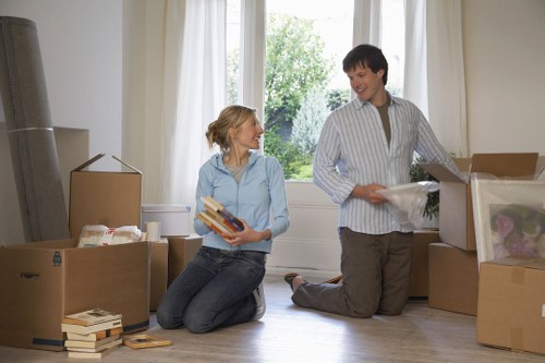 Furniture and boxes loaded for a local move in Rotherhithe